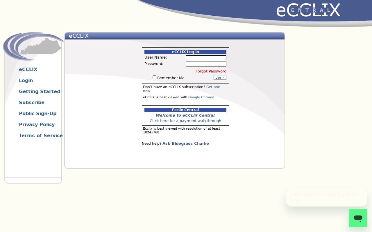 eCCLIX Kentucky land records login used for Madison County deed research